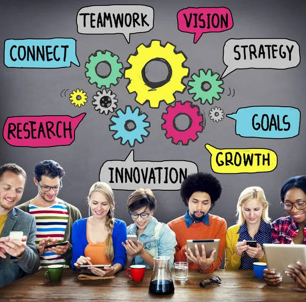 Teamwork ansluta strategi vision koncept — Stockfoto