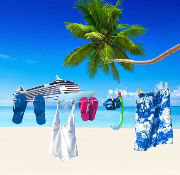 Corde à linge Tropical vacances Concept — Photo