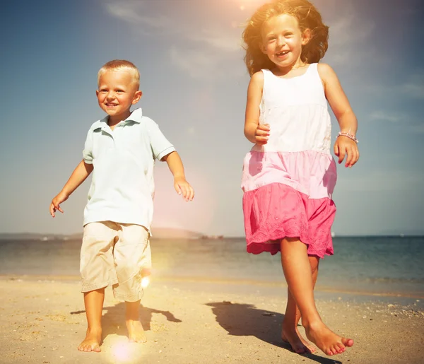 Boy and Girl Playful Blowing Bubble Togetherness Concept — Stock Photo, Image