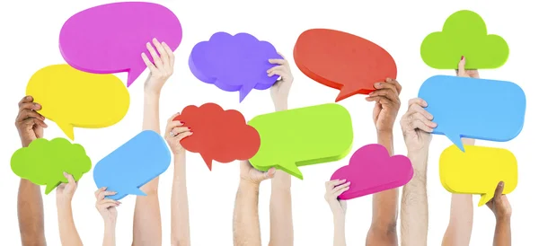 Hands holding colorful Speech Bubble — Stock Photo, Image