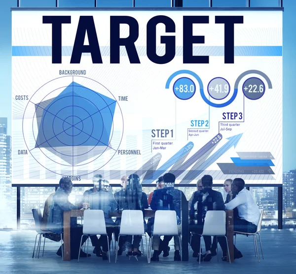 Affärsmän och Target Achievement mål framgång Aspiration koncept — Stockfoto