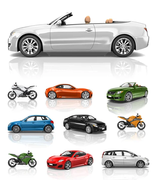 Design von Sportfahrrädern und Autos — Stockfoto