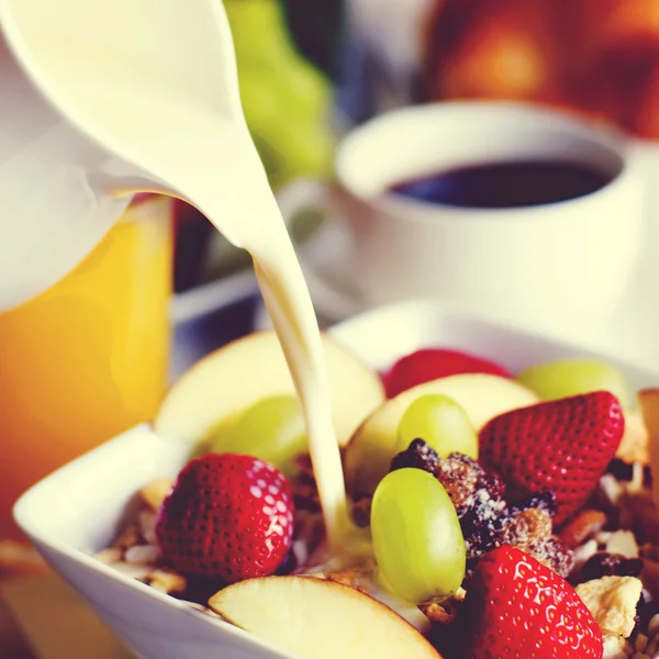 Café da manhã Muesli, Café Preto — Fotografia de Stock