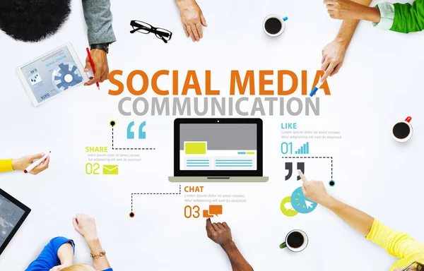 Koncepcja połączenia technologii mediów społecznych — Zdjęcie stockowe