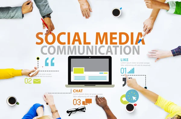 Szociális média technológia kapcsolat koncepció — Stock Fotó