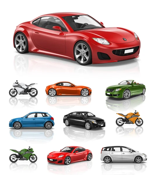 Ontwerp sport fietsen en auto 's — Stockfoto