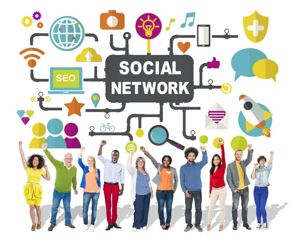 Concetto di connessione al social network — Foto Stock