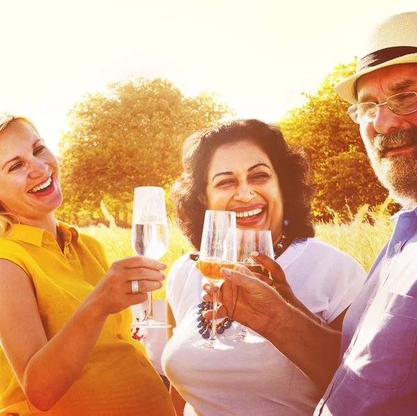 Friends Hanging out on Outdoor Party — стоковое фото