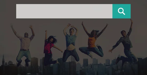 Group of multi ethnic people are jumping — Stock Photo, Image