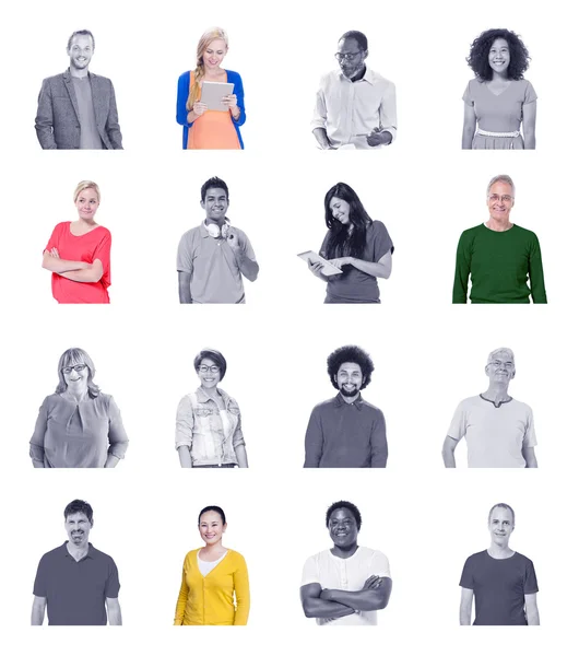 Persone diverse e concetto di comunicazione globale — Foto Stock