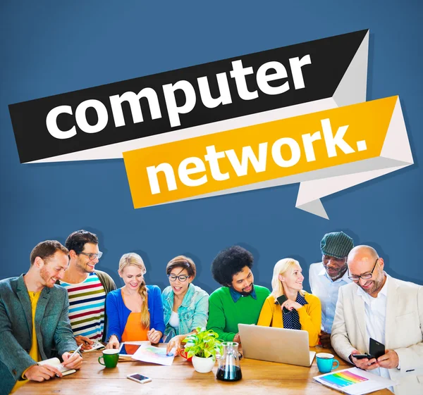 사람과 컴퓨터 네트워크 개념 — 스톡 사진