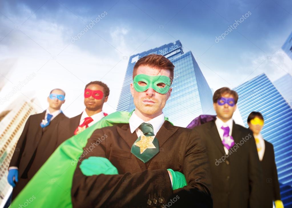 businessmen in Superhero costumes