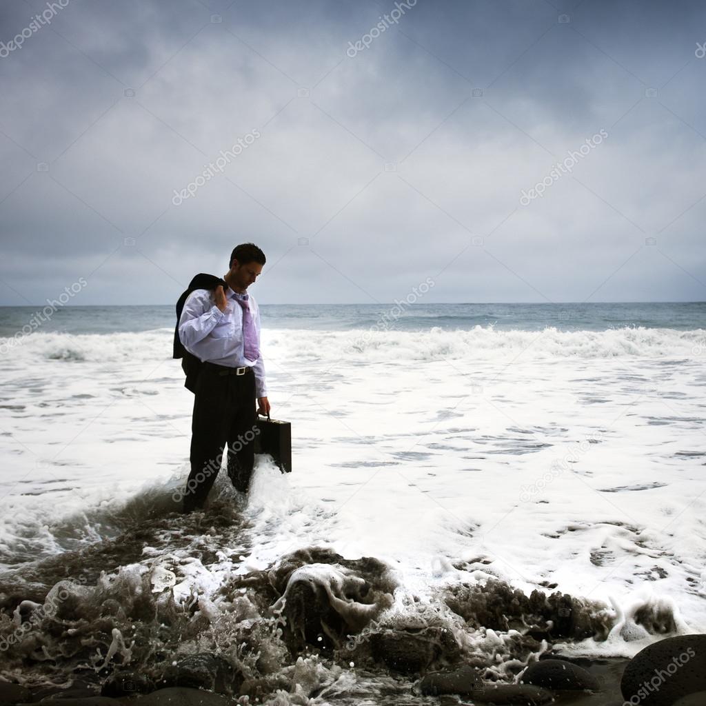 Businessman feeling in blue