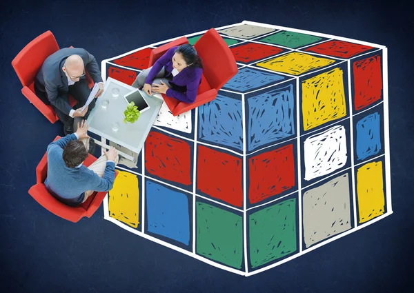 Puzzle kocka koncepció — Stock Fotó