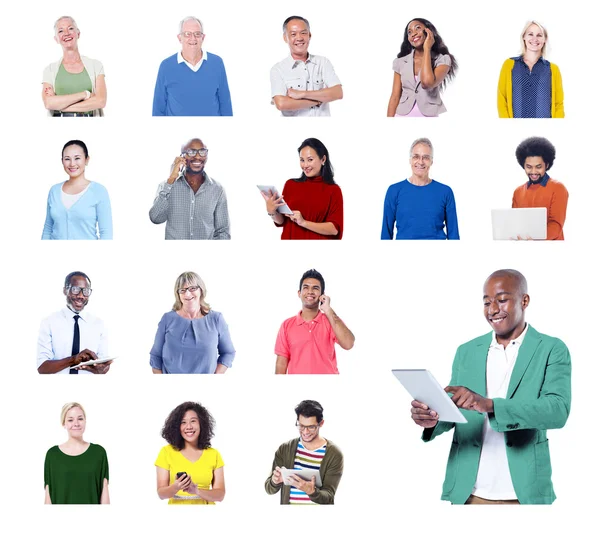 Persone diverse e concetto di comunicazione globale — Foto Stock