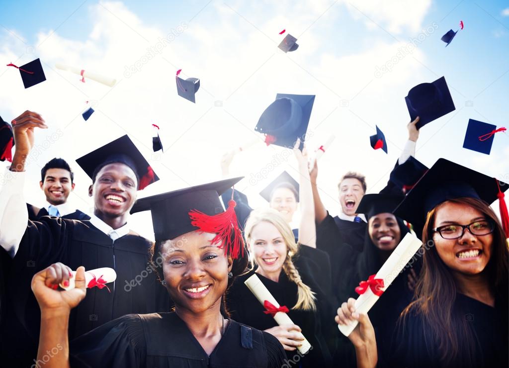 Diverse Students Celebrating Graduation Concept