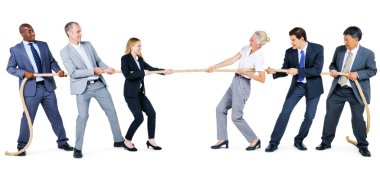 Group of Business People Pulling Rope clipart