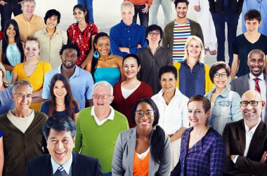 large group of Diversity people clipart