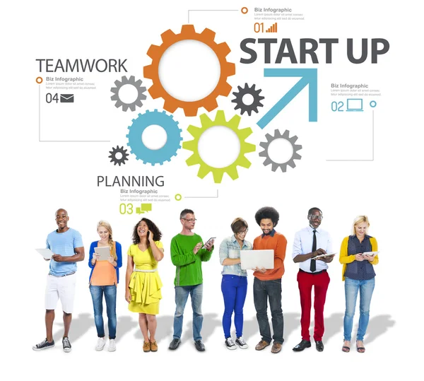 Gruppo di persone con concetto di strategia di startup — Foto Stock