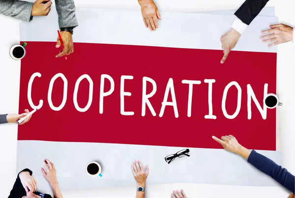 Cooperación Cooperación Trabajo en equipo — Foto de Stock