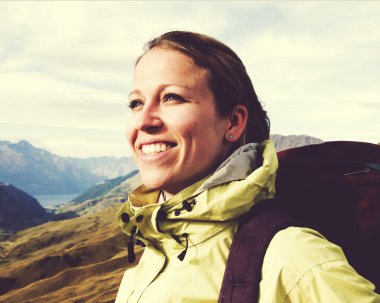 Dağlar kavram Hiking kadın