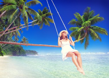 Kadın Beach kavramı üzerinde rahatlatıcı