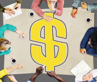 Grup iş adamları ve dolar işareti