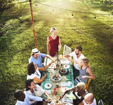 People Having Luncheon Outdoors clipart