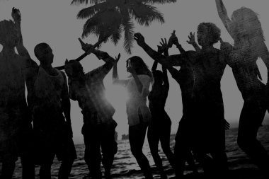İnsanlar Beach Party kavramı kutlama