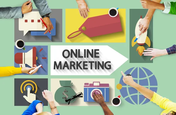 Online marketing branding globale analyse communicatieconcept — Stockfoto