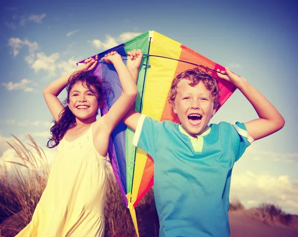 Children Playing with Kite Concept — Stock Photo, Image