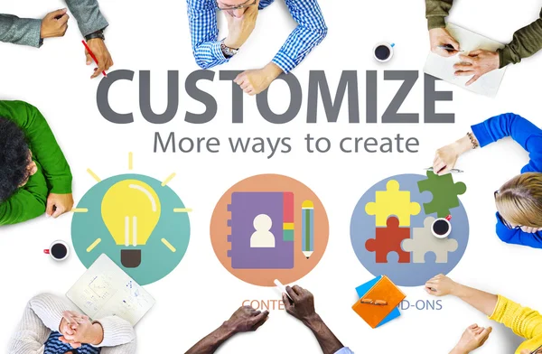 Customize Ideas, Individuality Innovation Personalize Co — Stock Photo, Image
