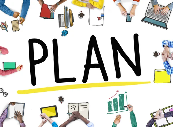 Diversas personas y concepto de plan — Foto de Stock