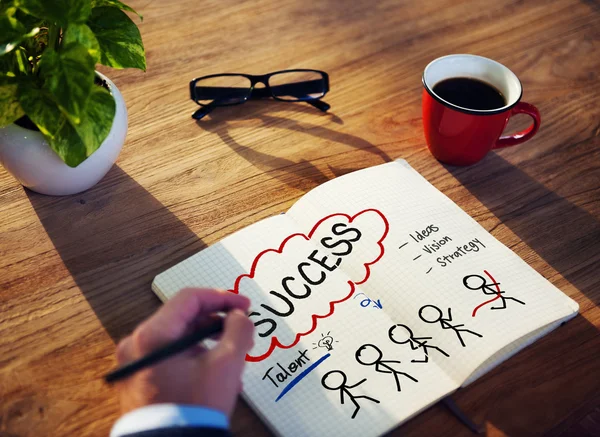 Man Writing in Notebook about Strategy Concept — Stock Photo, Image