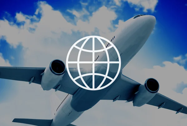 Vliegtuig en globaal communautair Concept — Stockfoto
