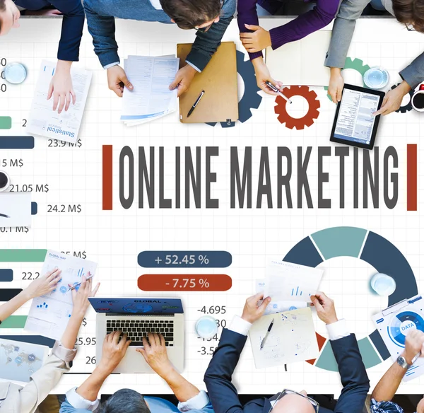 Business People at meeting and Online Marketing — Stock Photo, Image