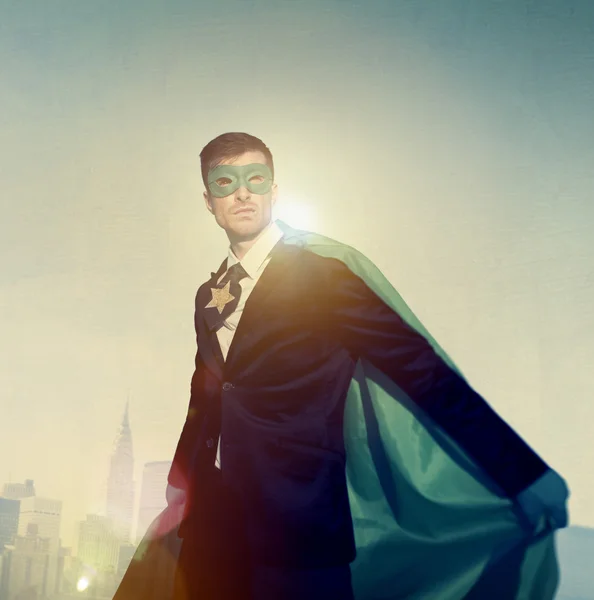 Superhero Businessman in modern city