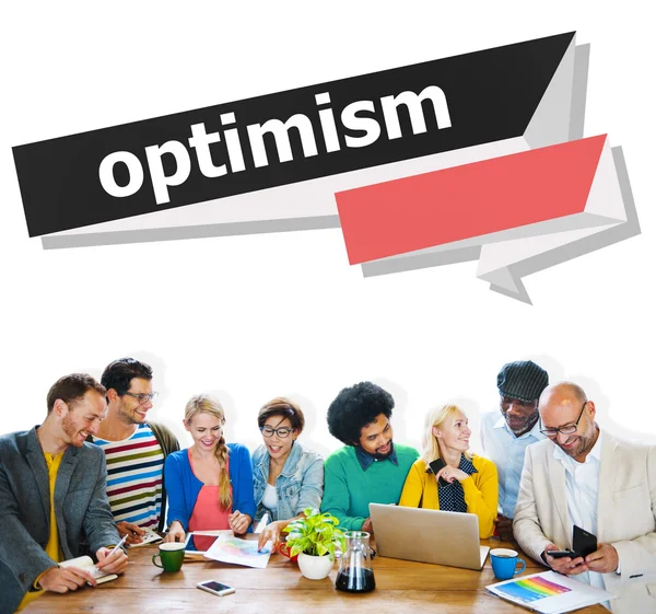 Optimizmus hozzáállás bizakodó pozitív gondolkodás fogalma — Stock Fotó