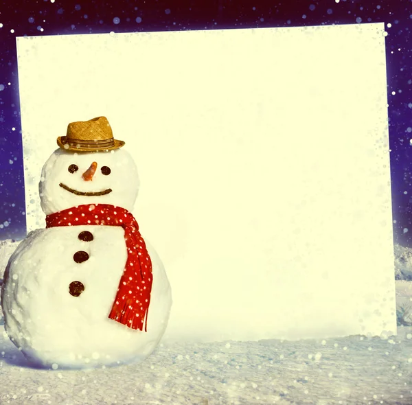 Funny Christmas snögubbe — Stockfoto