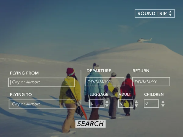 Wyszukiwanie rezerwacja lotu okrągły podróż koncepcja — Zdjęcie stockowe