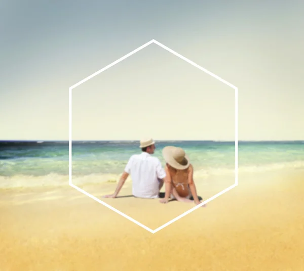 六角形フレーム休日夏休みコンセプト — ストック写真