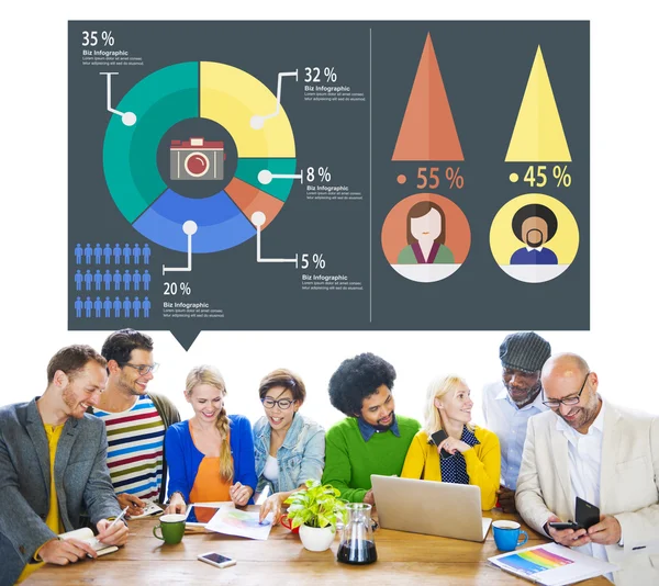 Gruppe von Diversity-Menschen und Analyse — Stockfoto