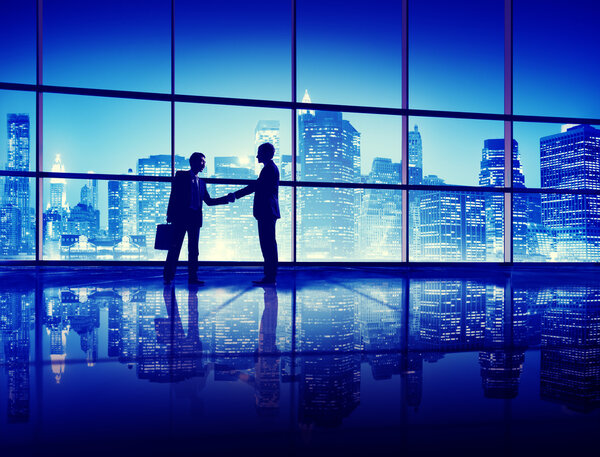 Business People Handshake Silhouettes Concept