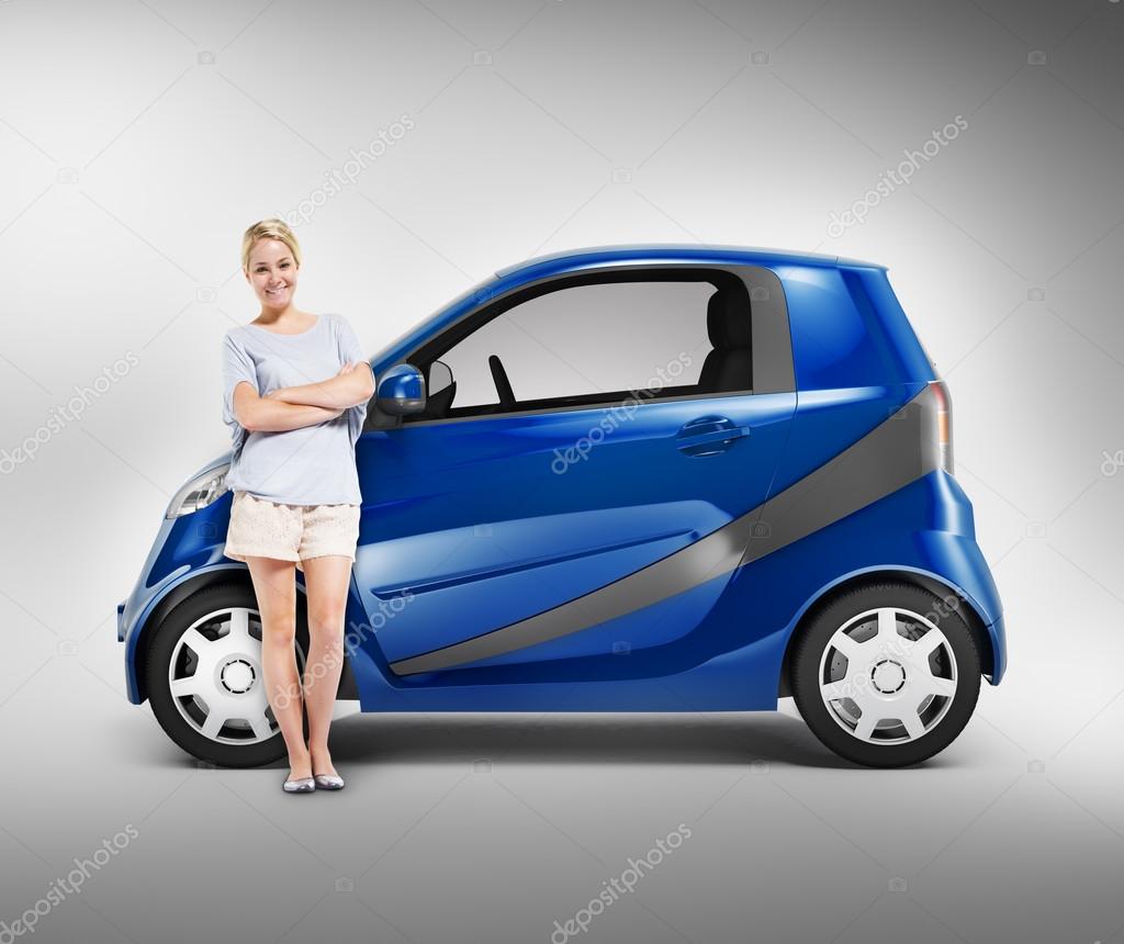 Eco Car Vehicle Transportation 3D Illustration Concept