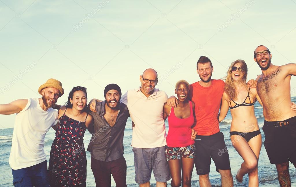Friends on Beach at Summer