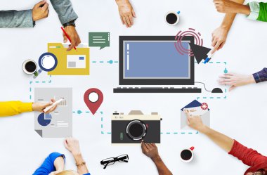 teknoloji medya sosyal ağ bağlantı kavramı