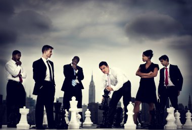 Team of Business People with chess clipart