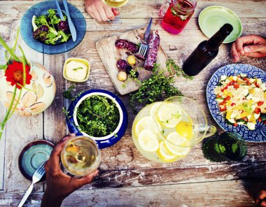 Yiyecek, içecek, parti yemek kavramı