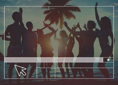 İnsanlar Beach Party kavramı kutlama