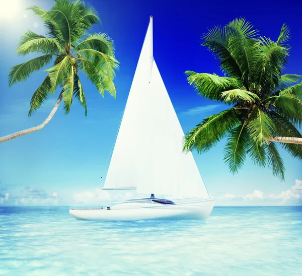 Koncept dovolenou plachetní jachty — Stock fotografie